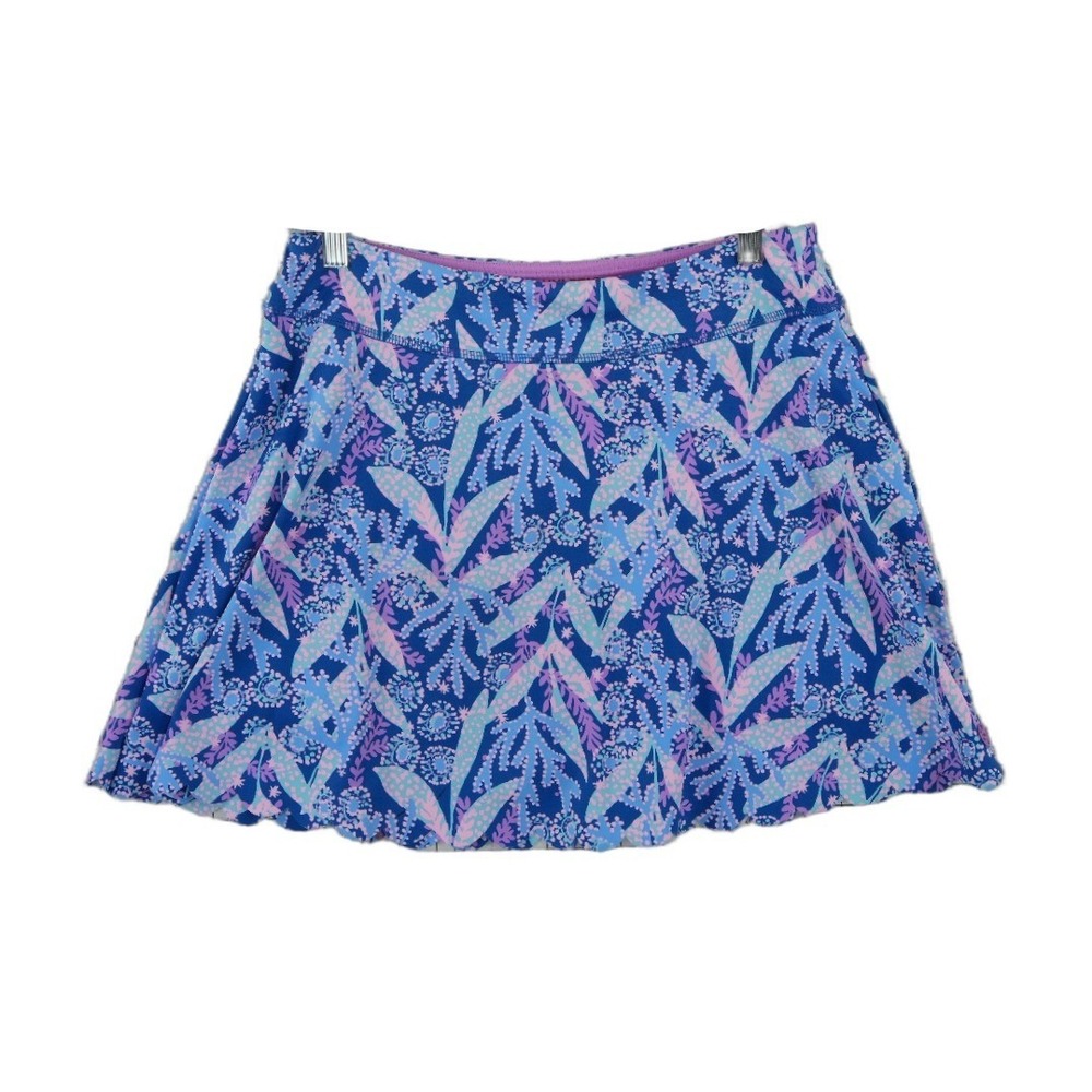 Lilly Pulitzer Luxletic Skort Women's Size Medium Blue Pink Coral Scalloped Golf